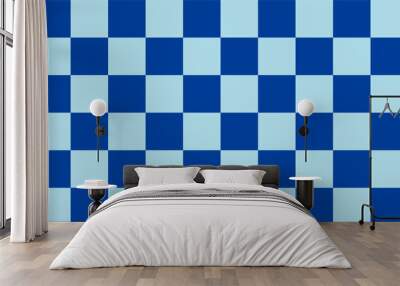 two tone blue chess board pattern as seamless repeat style, replete image design for fabric printing, rectangle square chessboard patter Wall mural