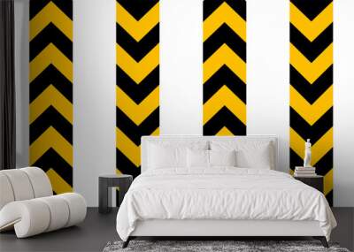 Yellow and black pattern of triangles arrow, traffic sign repeat seamless pattern design for fabric printing or wallpaper Wall mural