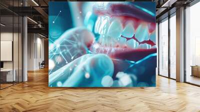 Dental treatment with Ai technology of Medical equipment on x-ray demonstrates digital screen, Ai generated for ads Wall mural