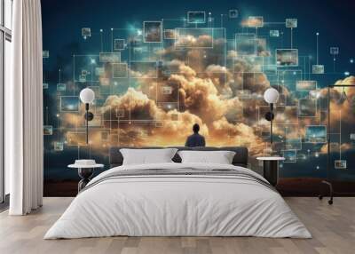 AI Cloud computing service infrastructure, providing on IT system infrastructure for modern technology and business concept Wall mural