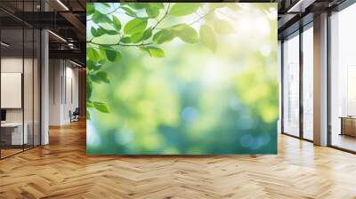 blur background of green tree with sky bokeh nature Wall mural