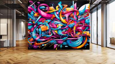 bold abstract urban art. A bold and colorful abstract piece inspired by urban street art Wall mural