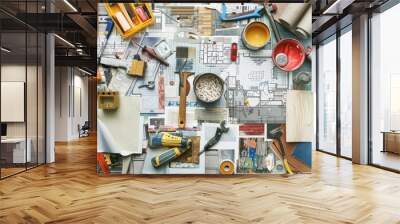 A creative workspace for home renovation projects. Wall mural