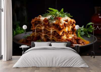 delicious traditional lasagna bolognese sauce Wall mural