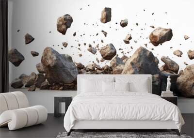 falling rocks isolated on white background 3d render Wall mural