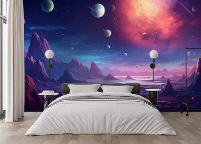 fantasy space cartoon game concept background Wall mural