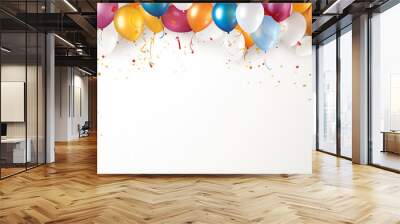 festival carnival or birthday party frame with balloons on white background Wall mural