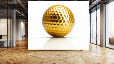 gold golf ball isolated over white background with reflection and shadow. 3d rendering Wall mural