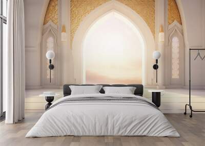 islamic background with 3d serene islam mosque portal ramadan 3d background Wall mural