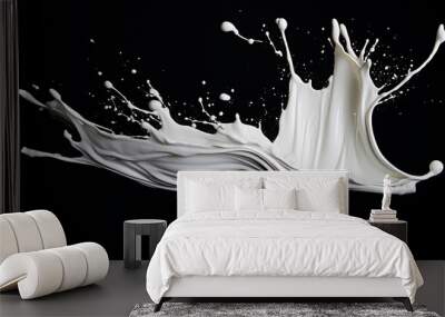 isolated shot of white paint splash on black background Wall mural