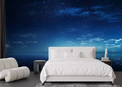 panorama blue night sky milky way and star on dark blue sky Wall mural