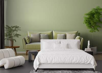 retro mid century style sage green fabric sofa Wall mural