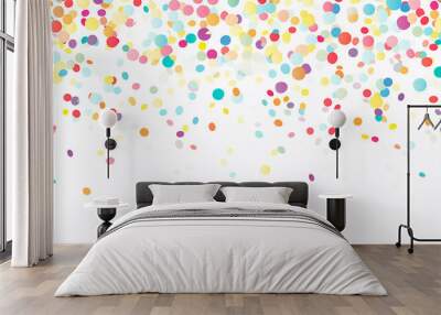 white background with colorful confetti horizontal seamless border Wall mural