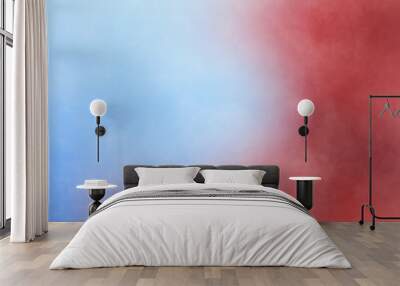 Abstract modern painting . Dry brush painted paper , canvas , wall . Textured background in blue and red tones Wall mural