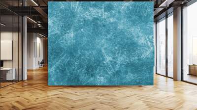 Blue winter background frost ice elements or frozen water aqua texture with cold colors and white textured frosty grunge wallpaper pattern in frozen icy border backdrop header banner template design Wall mural