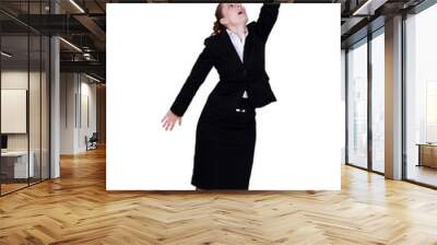 Businesswoman reaching up Wall mural