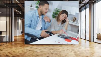 couple at home grinding out some numbers Wall mural