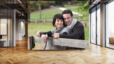 couple strolling in the countryside Wall mural