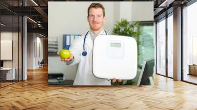 doctor with scales and apple Wall mural