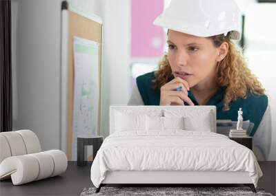 female contractor at a work site Wall mural