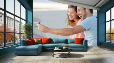 happy young couple in love taking a selfie Wall mural