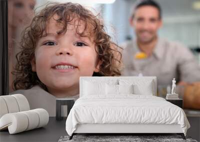 Little kid at kitchen table Wall mural