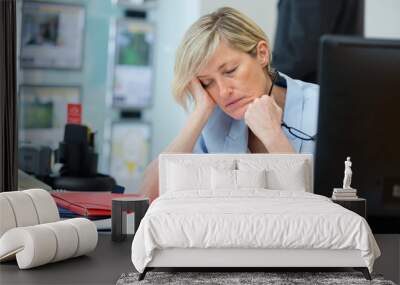 portrait of a sleepy businesswoman Wall mural