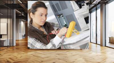 portrait of engineer working with circuits Wall mural