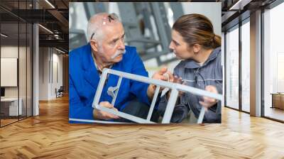 portrait of two engineers during discussion Wall mural