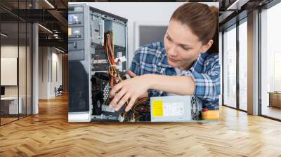 student girl in technology fixing computer hard drive Wall mural