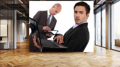 two businessmen preparing for important sales pitch Wall mural