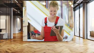 young business woman online via digital tablet Wall mural