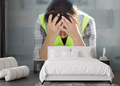 young female engineer exhausted and tired Wall mural