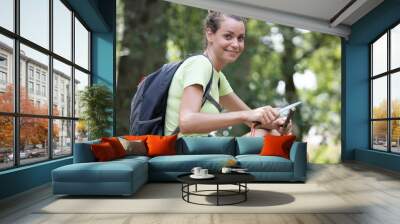 young woman with a knife Wall mural