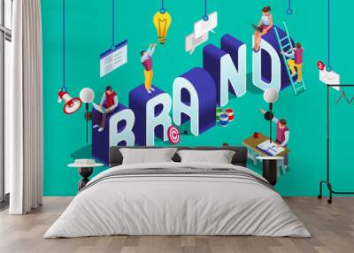 Brand vector text isometric logo Wall mural