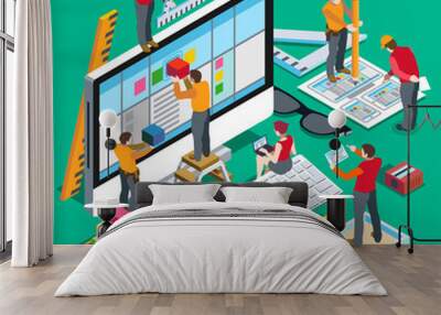 GUI design People Isometric UI Vector Wall mural