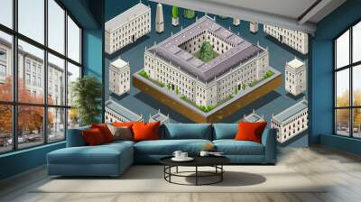 isometric european historic building Wall mural