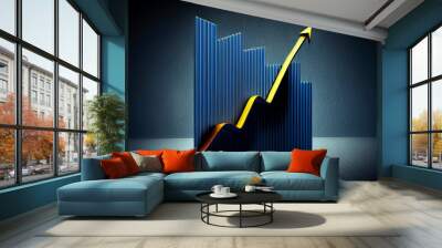 Business graph with arrow on top showing progress Wall mural