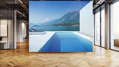 A luxury modern backyard with a swimming pool Wall mural