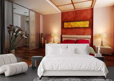 modern style bedroom interior 3d Wall mural