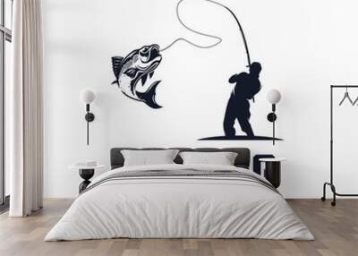 fisherman silhouette logo design template Wall mural