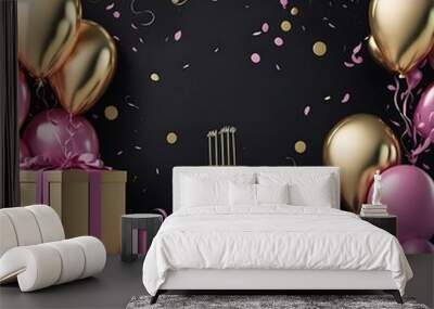 Realistic colored balloon background for party, holiday, birthday , Generated by AI Wall mural