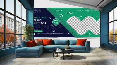 Travel agency social media Facebook cover template ,Travel Holiday agency facebook cover or social media , web banner, tour travel marketing, business promotion, vector illustrator with editable texts Wall mural