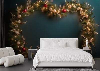 Heart shaped lights make a lovely feeling, twinkling lights, capturing the warm and cheerful ambiance of seasonal decorations. Wall mural