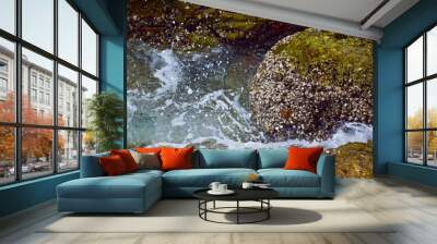 Sea wave hit rock  Wall mural