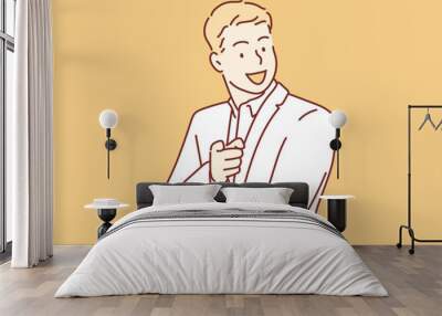 I choose you. Happy business man pointing at camera. Hand drawn style vector design illustrations. Wall mural