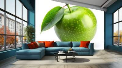 Fresh green plum with slight yellow undertones and delicate texture isolated on transparent background, highlighting its natural beauty and vibrant color. Wall mural