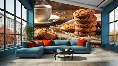 Indulge in these delicious brown cookies, a perfect dessert treat for any gathering. Their irresistible taste will leave everyone wanting more. Share the joy of baking! Wall mural