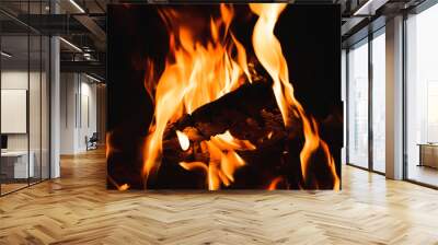 Fire place, night, warm, dark Wall mural