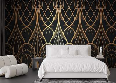 Vector art deco pattern with gold geometric ornament Wall mural